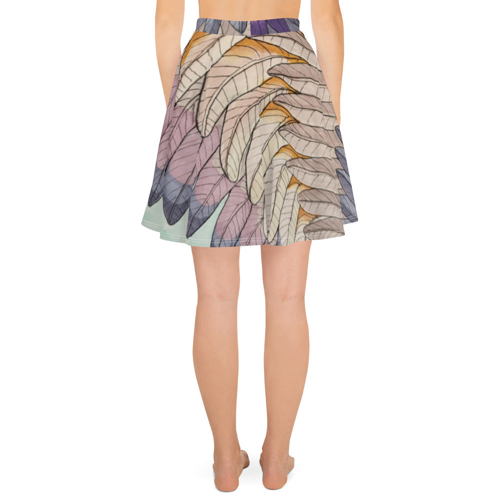 Boho sunset feather Skater Skirt