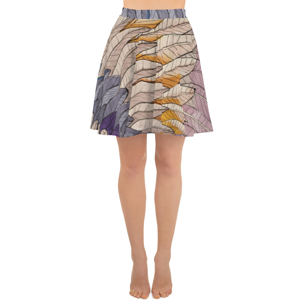 Boho sunset feather Skater Skirt