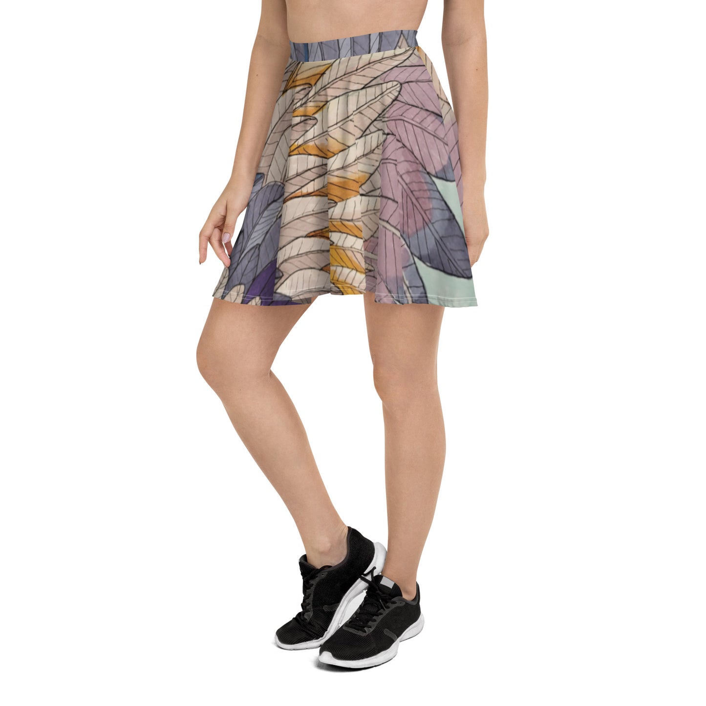 Boho sunset feather Skater Skirt