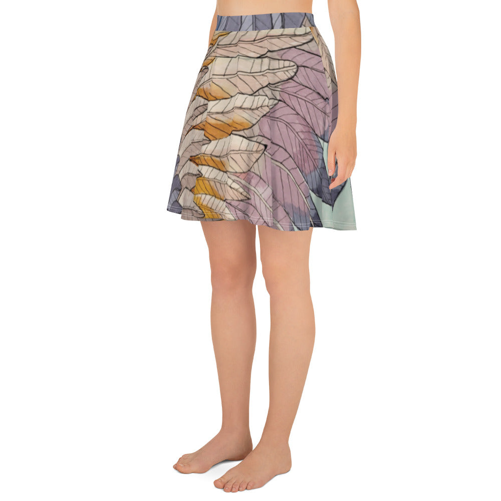 Boho sunset feather Skater Skirt