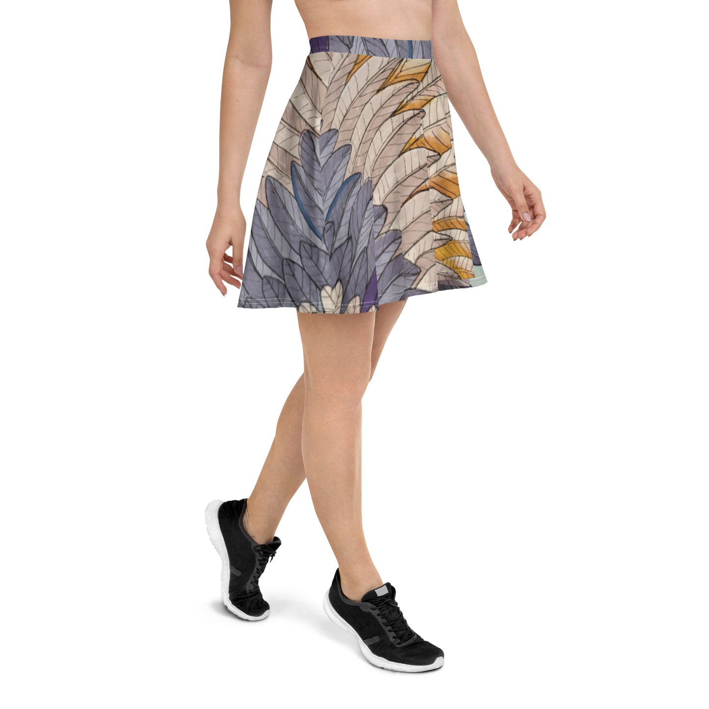 Boho sunset feather Skater Skirt