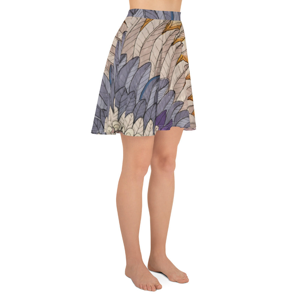 Boho sunset feather Skater Skirt