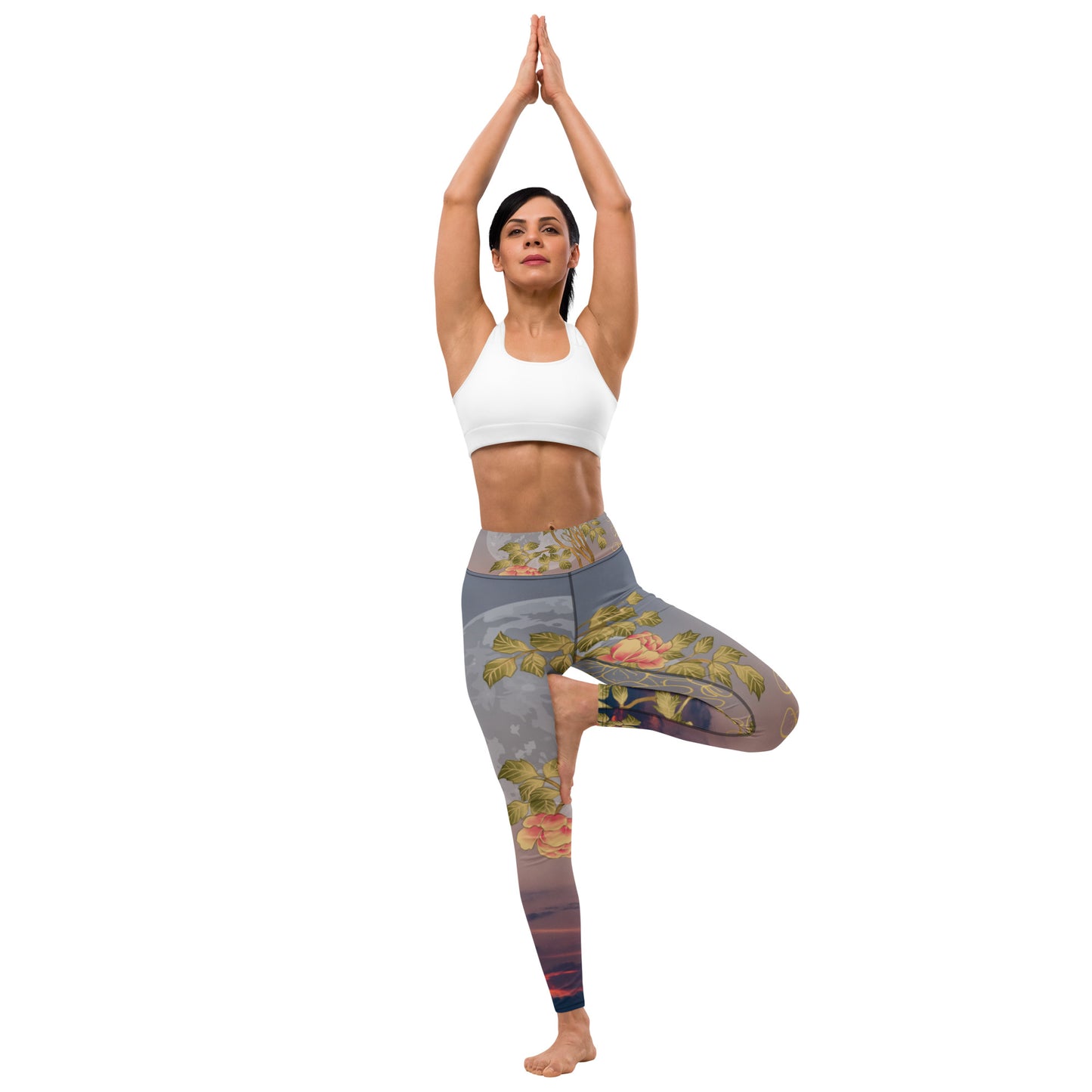 Purple/pink Artist floral Yoga Leggings