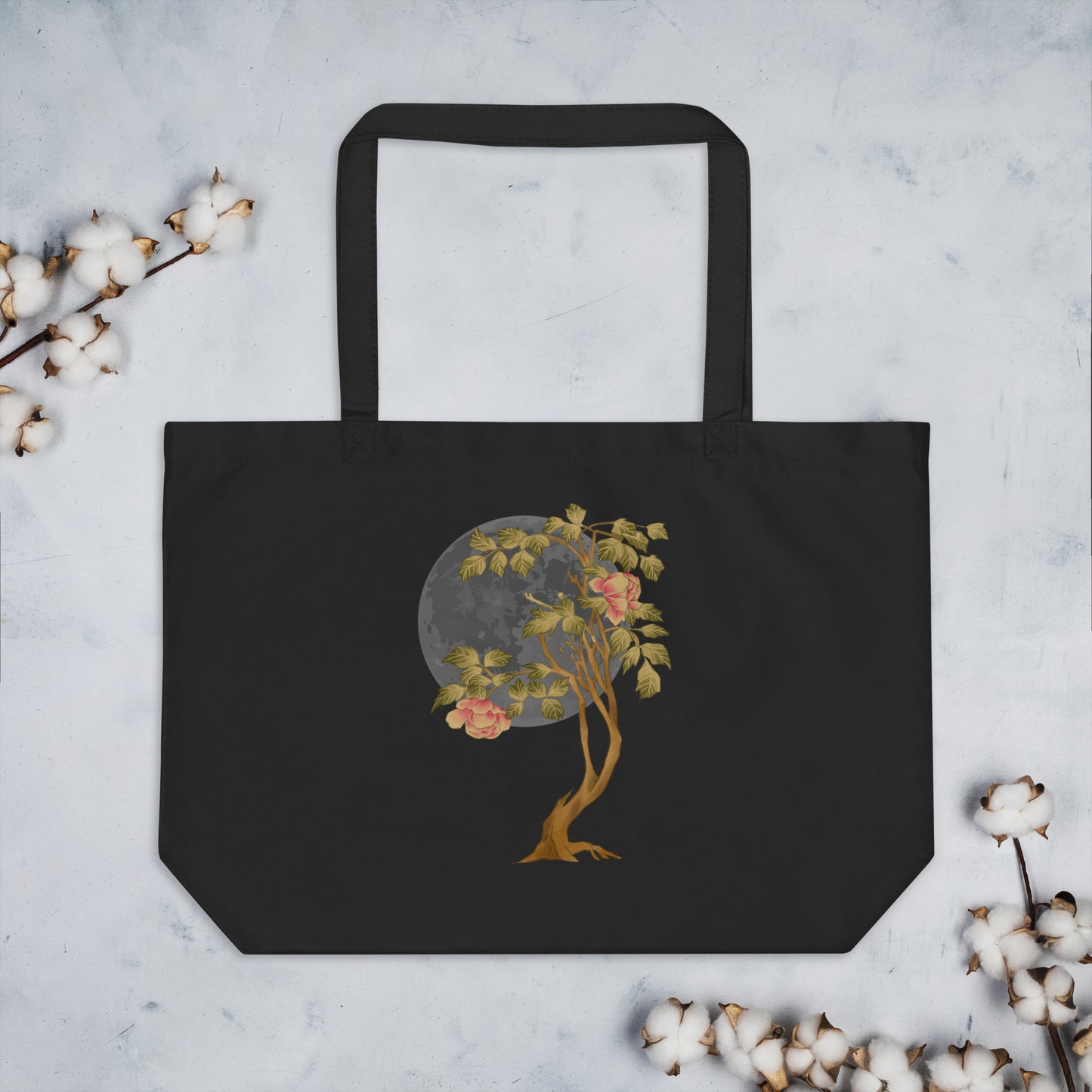 Large Moon Plant organic tote bag