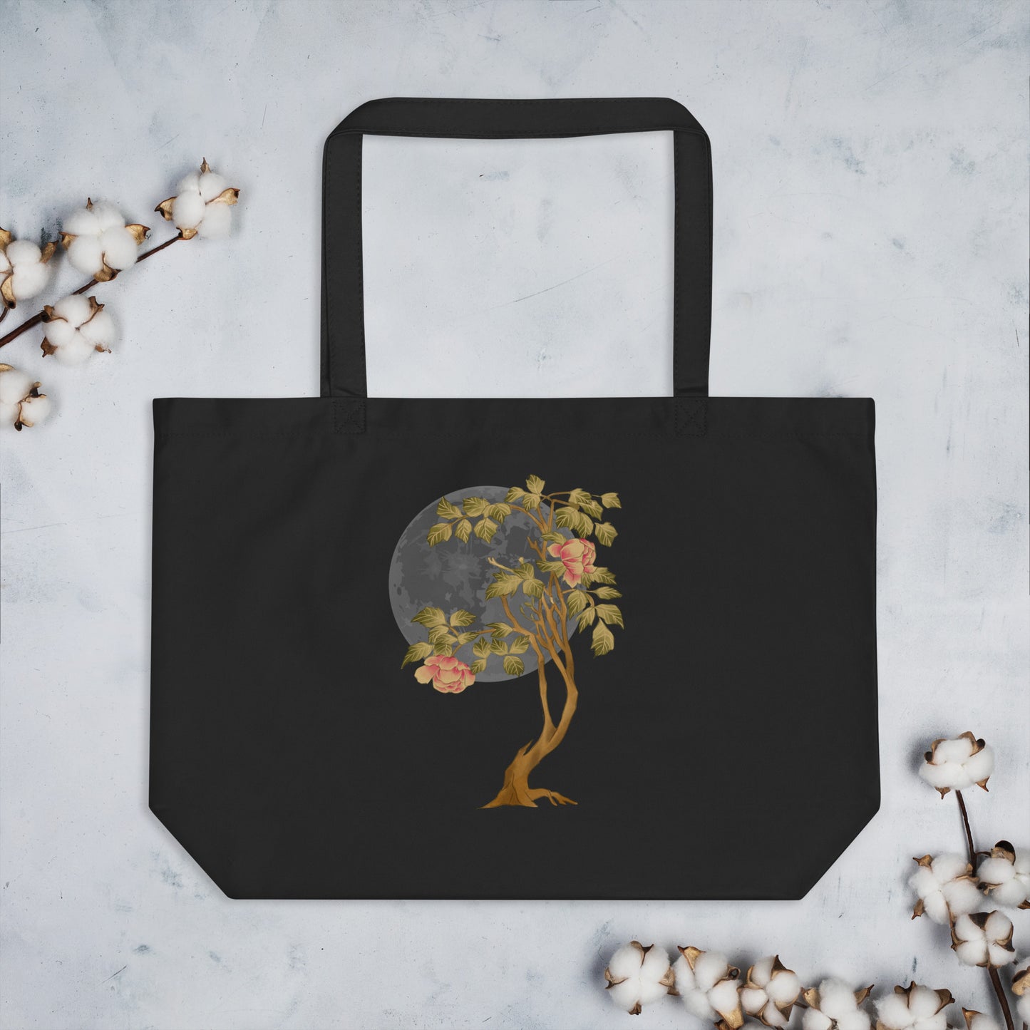 Large Moon Plant organic tote bag