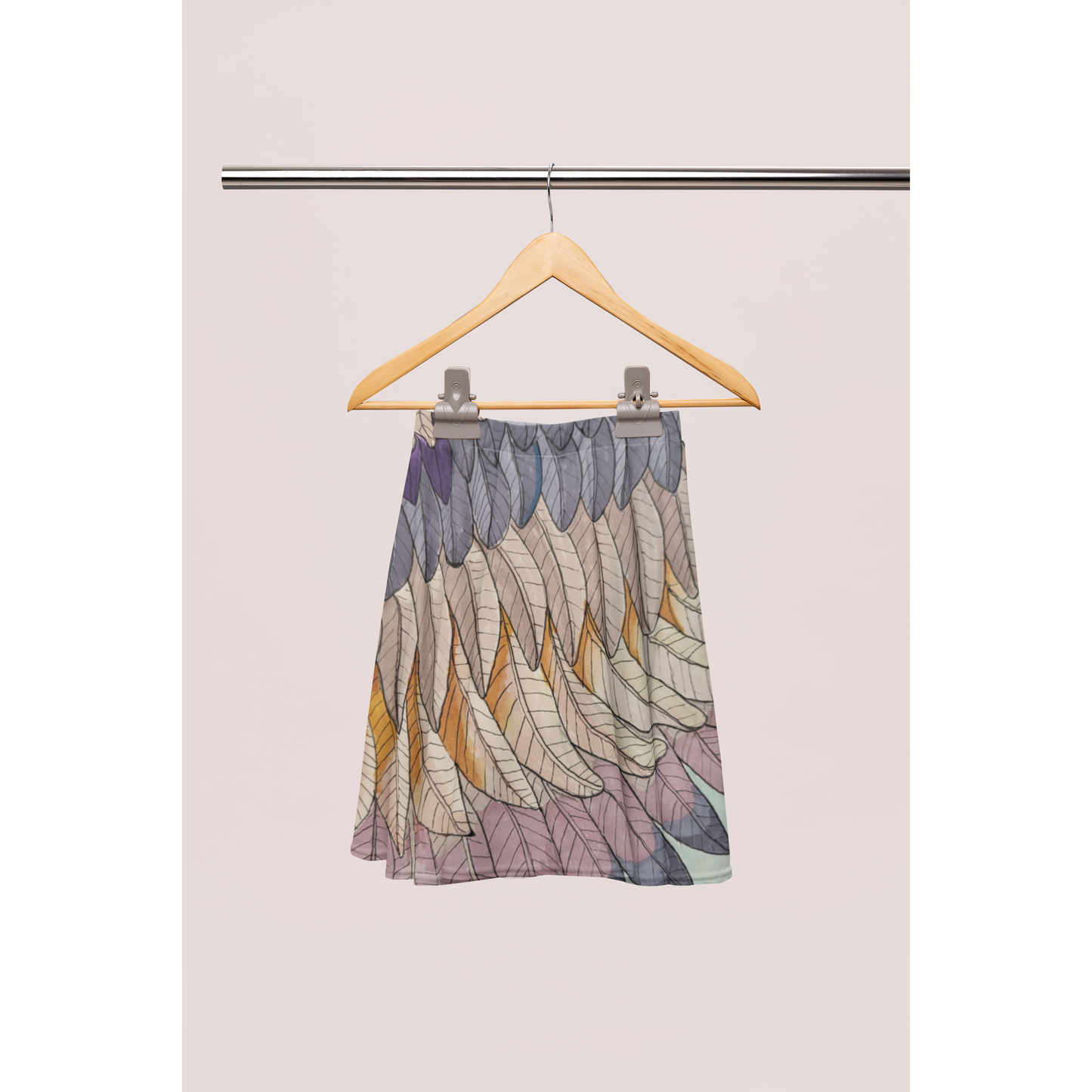 Boho sunset feather Skater Skirt